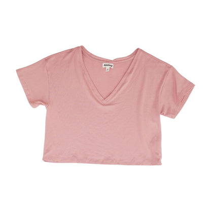 Pink Solid V Neck Knit Top