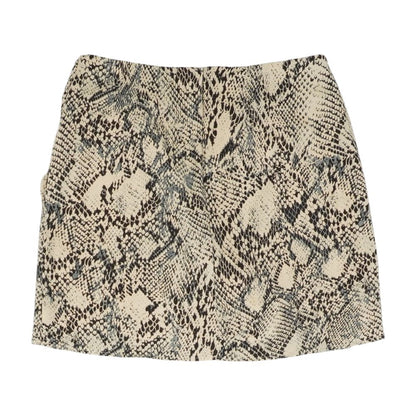 Beige Animal Print Mini Skirt