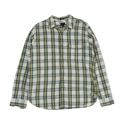White Plaid Long Sleeve Button Down