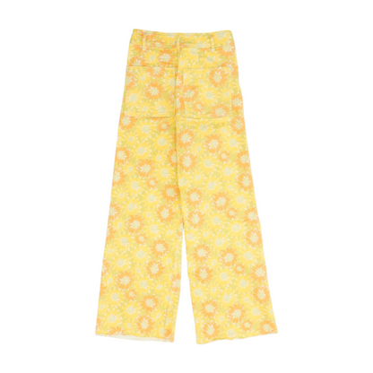 Green Floral Bell Bottom Jeans