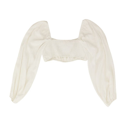 White Solid Long Sleeve Blouse