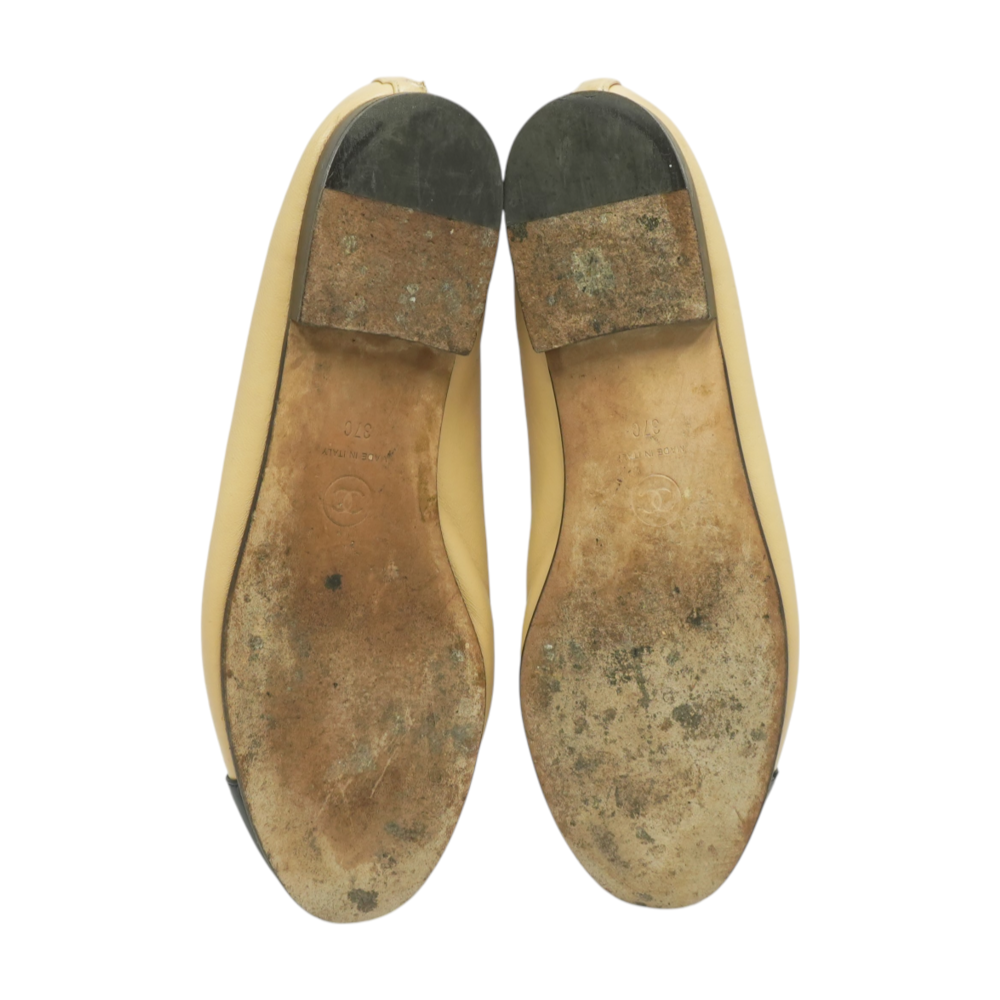Beige and Black Ballet Flats