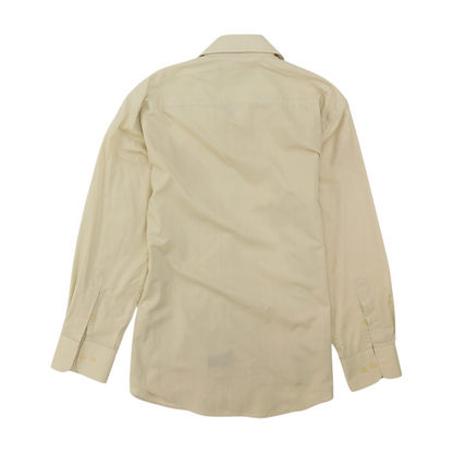 Beige Solid Long Sleeve Button Down