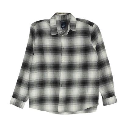 Gray Plaid Flannel Button Down