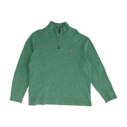 Green Solid 1/4 Zip Pullover