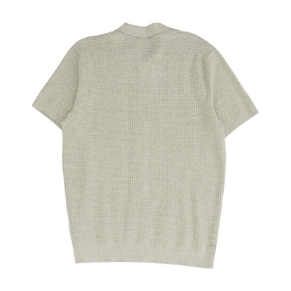 Beige Solid Short Sleeve Button Down
