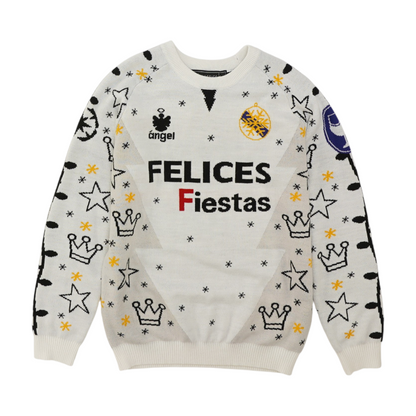 White Graphic Pullover Sweater