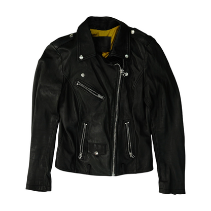 Black Solid Leather Jacket