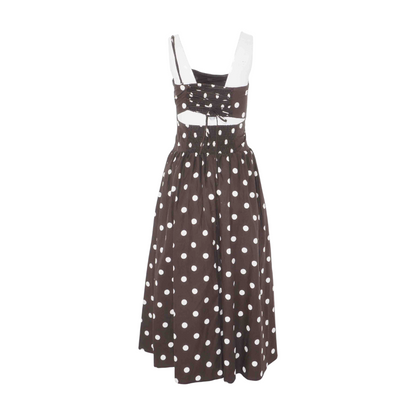 Brown Polka Dot Midi Dress