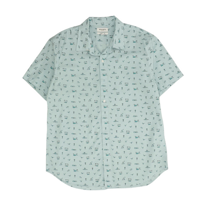 Blue Print Short Sleeve Button Down