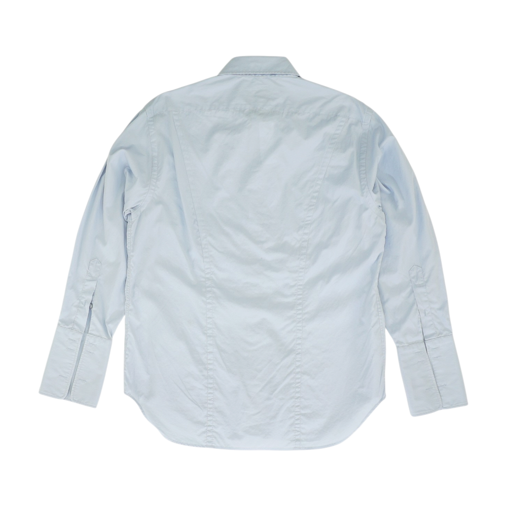 Blue Solid Long Sleeve Button Down