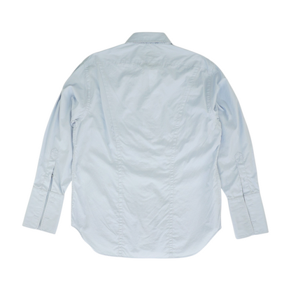 Blue Solid Long Sleeve Button Down