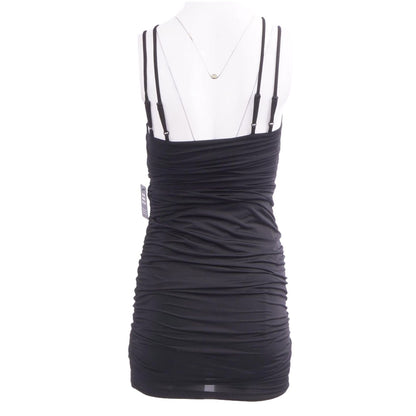 Black Solid Midi Dress