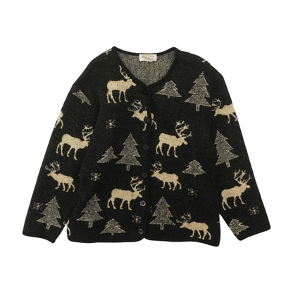 Vintage Black Graphic Cardigan Sweater