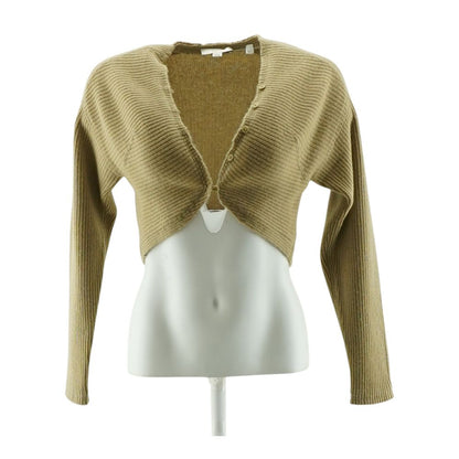 Tan Solid Cardigan Sweater