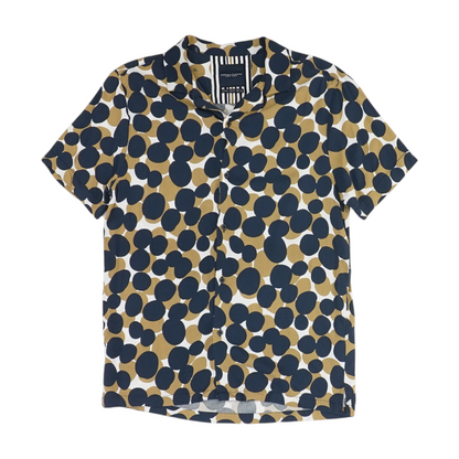 Navy Polka Dot Short Sleeve Button Down