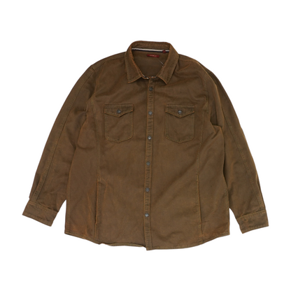 Brown Solid Long Sleeve Button Down