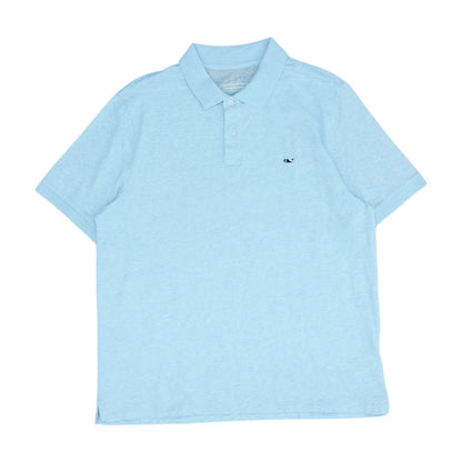 Blue Solid Short Sleeve Polo