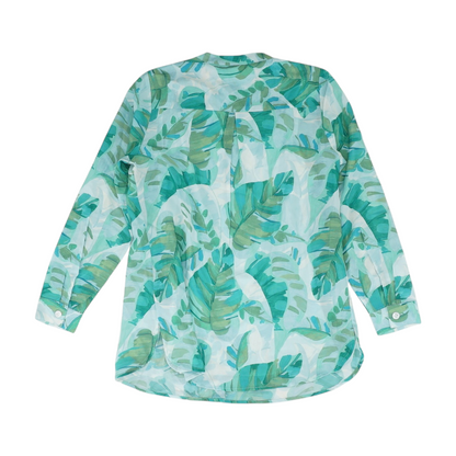 Green Print Button Down