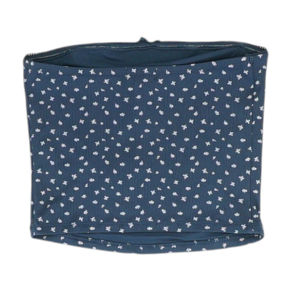 Navy Print Cropped Blouse