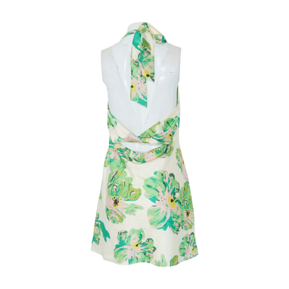 Beige Floral Mini Dress