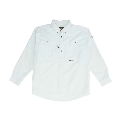 White Solid Long Sleeve Button Down