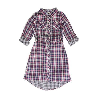 Navy Plaid Midi Dress