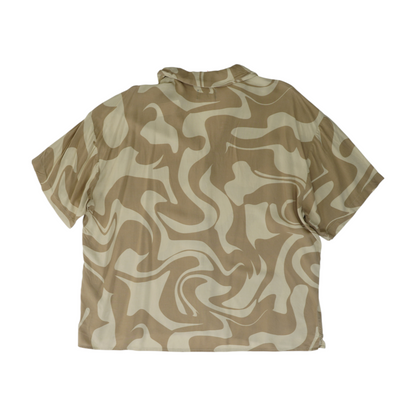 Beige Abstract Short Sleeve Button Down
