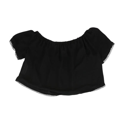 Black Solid Short Sleeve Blouse