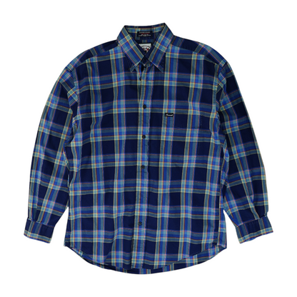 Navy Plaid Long Sleeve Button Down