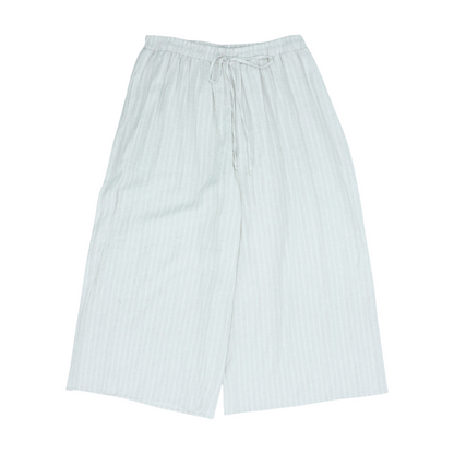 Beige Striped Wide Leg Pants