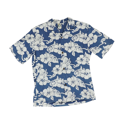 Blue Floral Short Sleeve Button Down