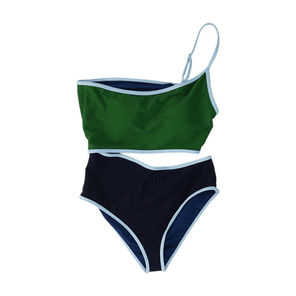Green Color Block One-Piece