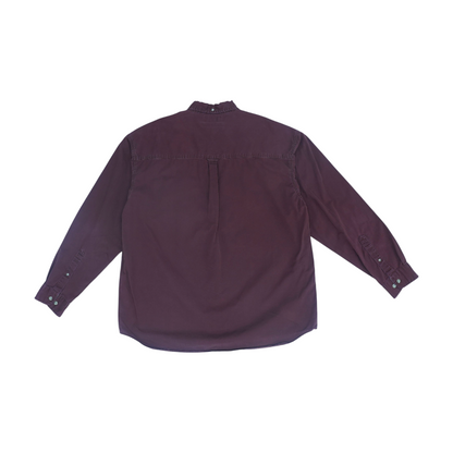 Maroon Solid Long Sleeve Button Down