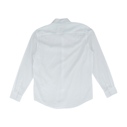 White Solid Long Sleeve Button Down