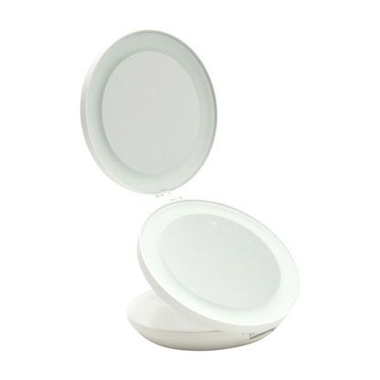 White Lighted Compact Travel Mirror