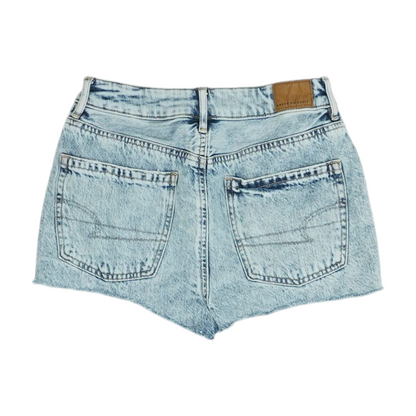 Blue Solid Denim Shorts