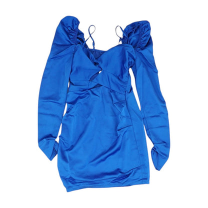 Blue Solid Mini Dress