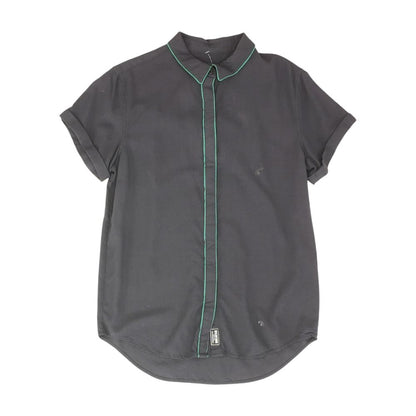 Black Solid Button Down