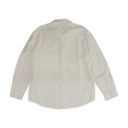 White Solid Long Sleeve Button Down