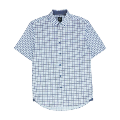 White Plaid Short Sleeve Button Down