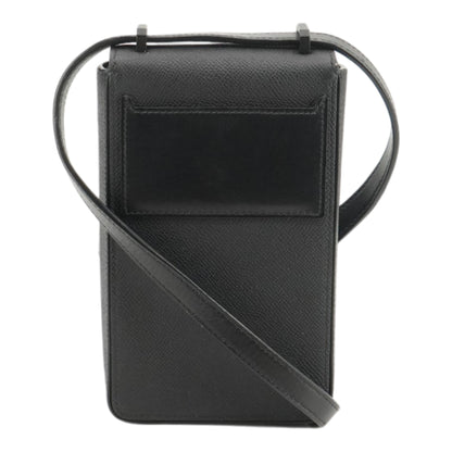 Black Full-Grain Leather Phone Pouch