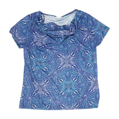 Blue Graphic Short Sleeve Blouse