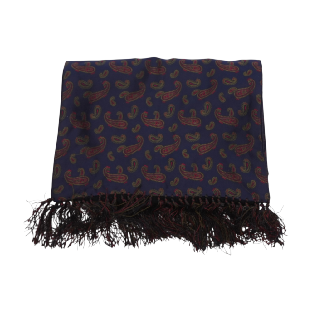 Navy Paisley 100% Silk Scarf