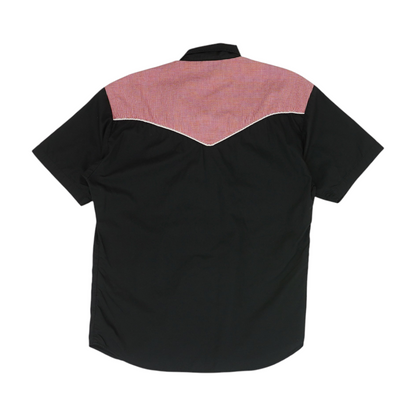 Black Color Block Short Sleeve Button Down