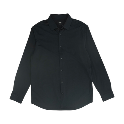 Black Solid Long Sleeve Button Down