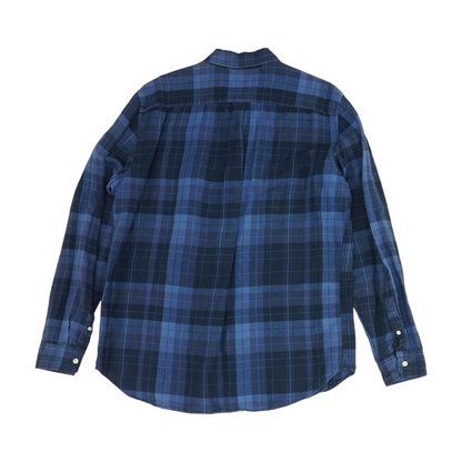 Navy Plaid Long Sleeve Button Down