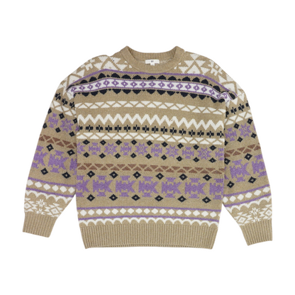 Tan Print Pullover Sweater