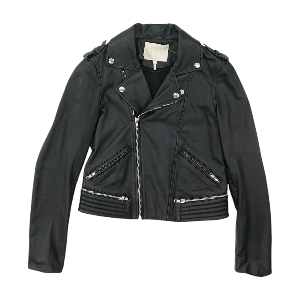 Black Solid Leather Jacket