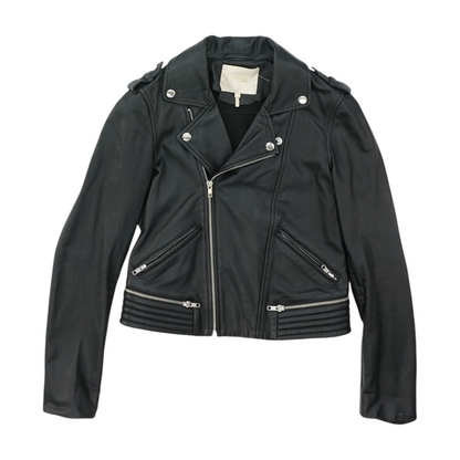 Black Solid Leather Jacket